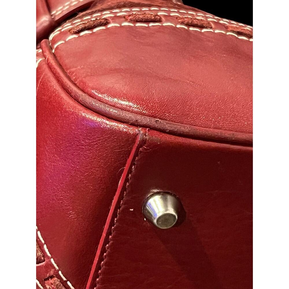 vintage Coach Hamptons fine suede and leather Bag Bordeaux Red - Picture 8 of 10